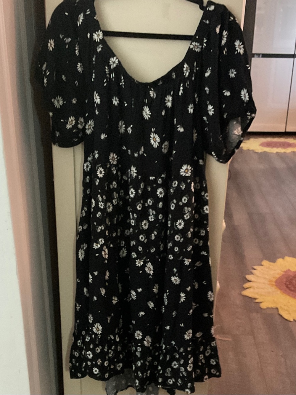 Maurices Black Daisy Midi Dress with Puff Sleeves